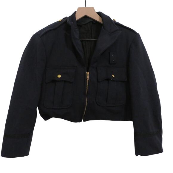 San Francisco Police Department Women Sz S Navy Blue Vintage Cropped Wool Jacket - Picture 1 of 6